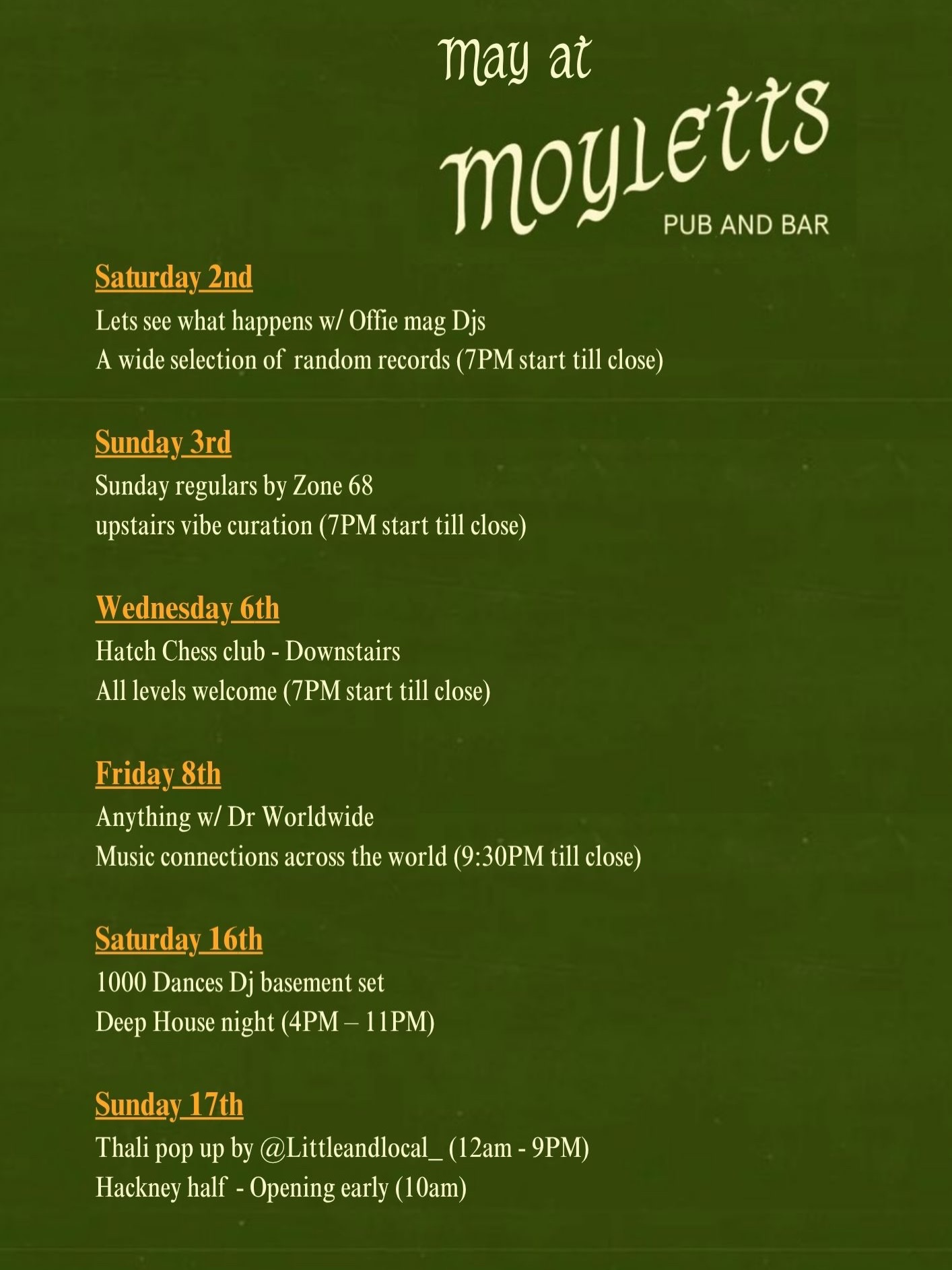 May at Moyletts at Moylett's